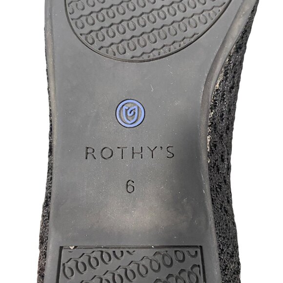 Rothys Womens Black round Toe knit ballet Flats shoes W6 neutral comfort - Picture 8 of 9